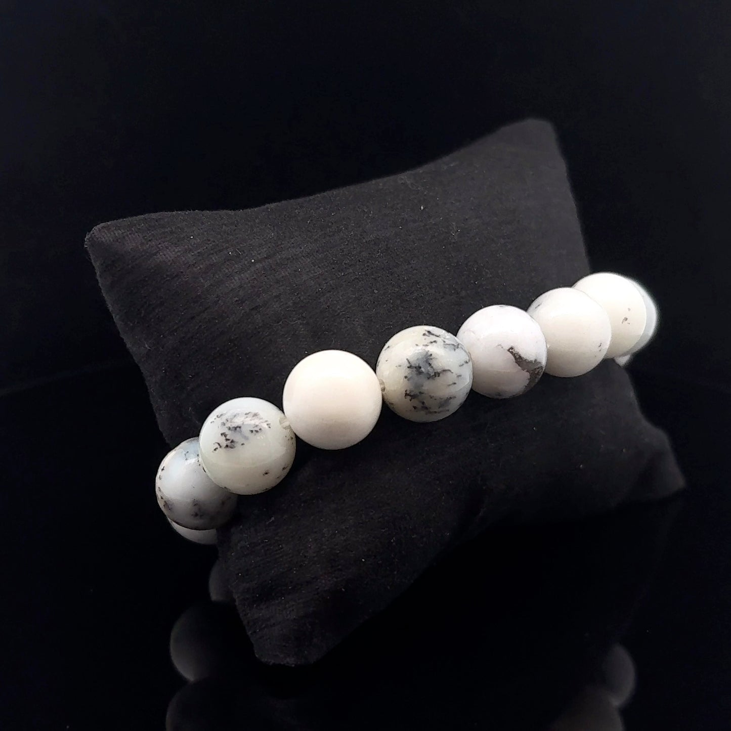 Merlinīta rokassprādze (sūnu ahāts), 11mm, 15 krelles