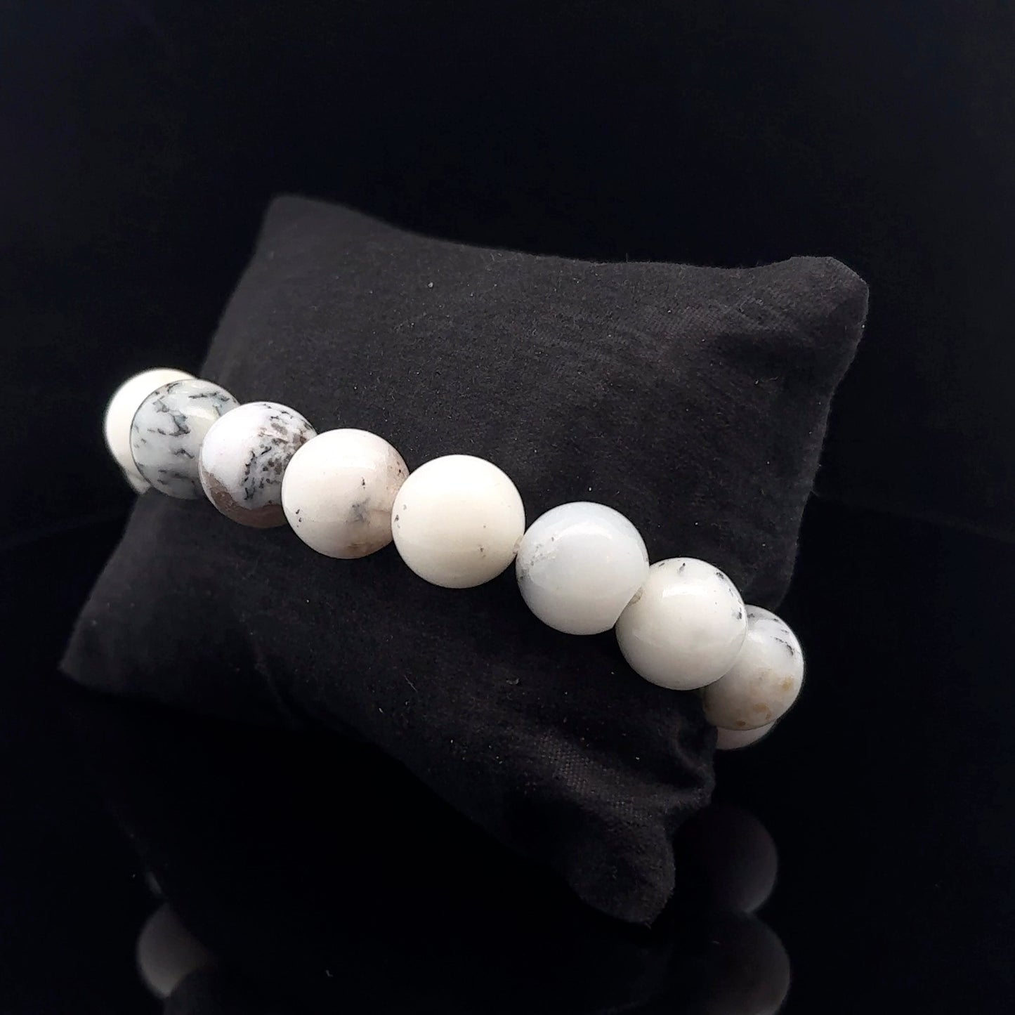 Merlinīta rokassprādze (sūnu ahāts), 11mm, 15 krelles