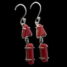 Load image into Gallery viewer, Coral Earrings 4 cm in Sterling Silver 925, 3 g
