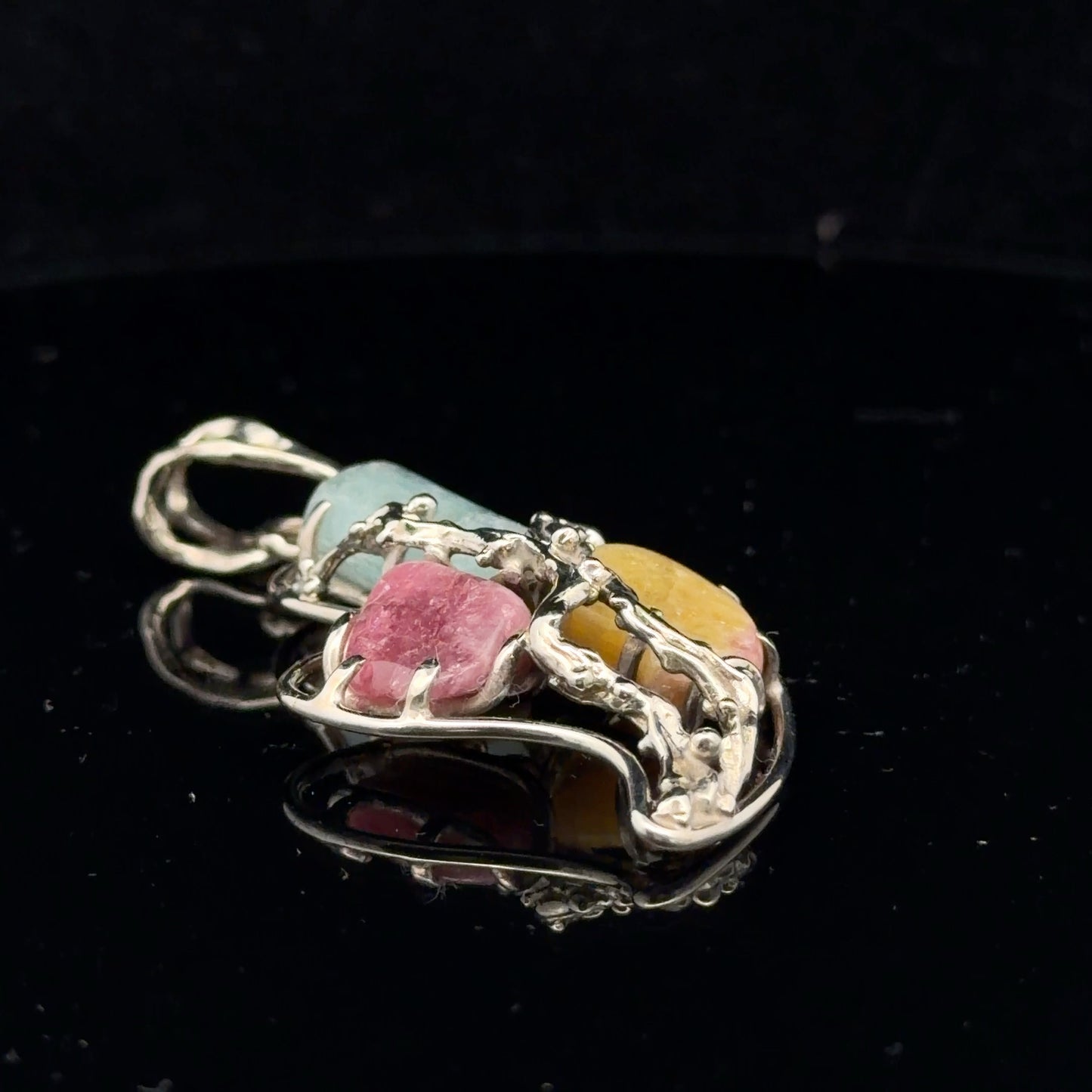 Tourmaline & Aquamarine Pendant 6 cm