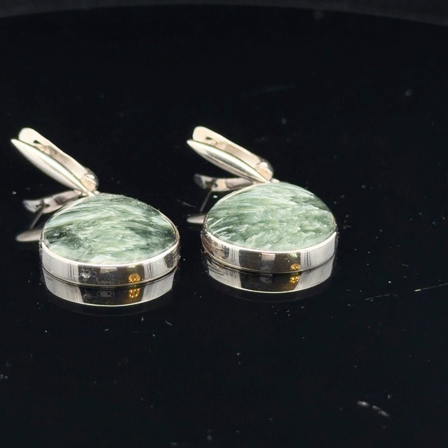 Seraphinite Earrings 4 cm Silver 925