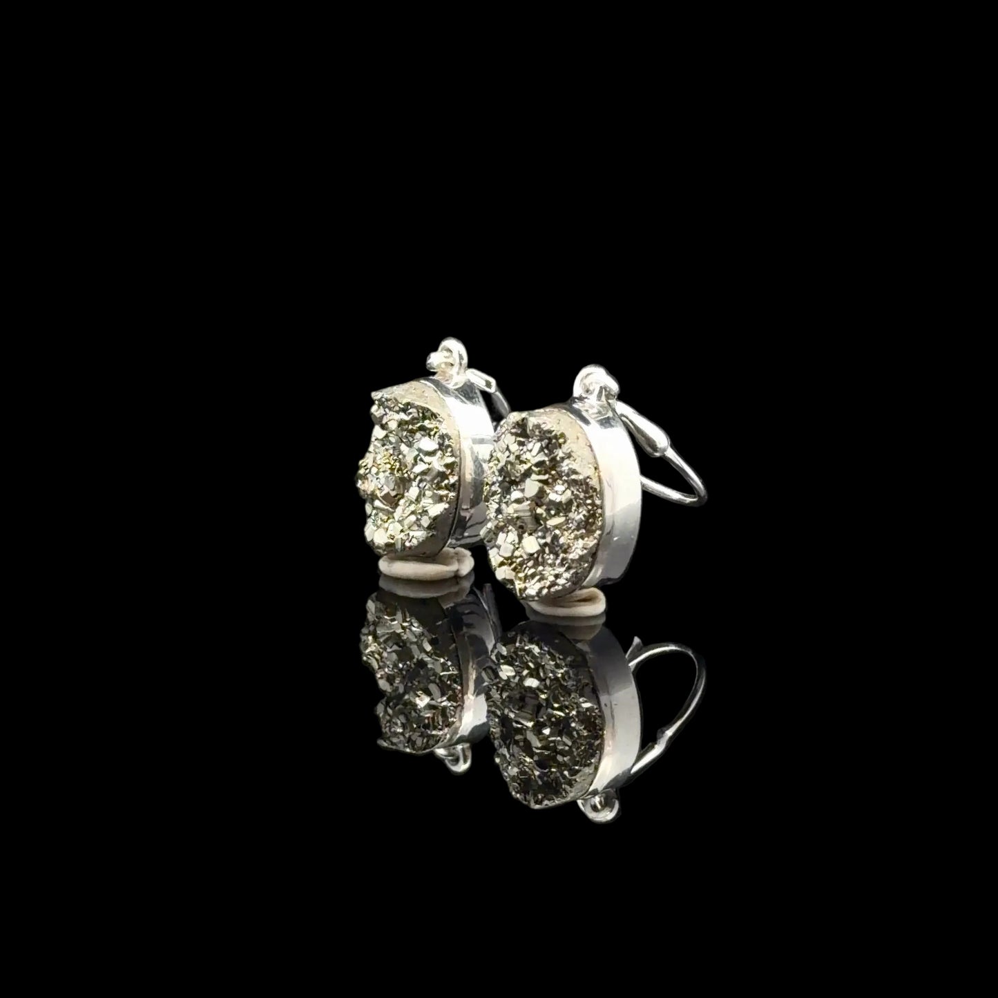 Pyrite Earrings 3 cm 12×10 mm Silver 925