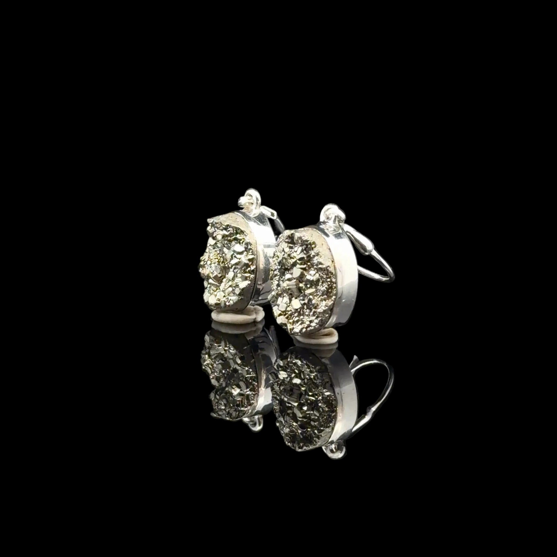 Pyrite Earrings 3 cm 12×10 mm Silver 925