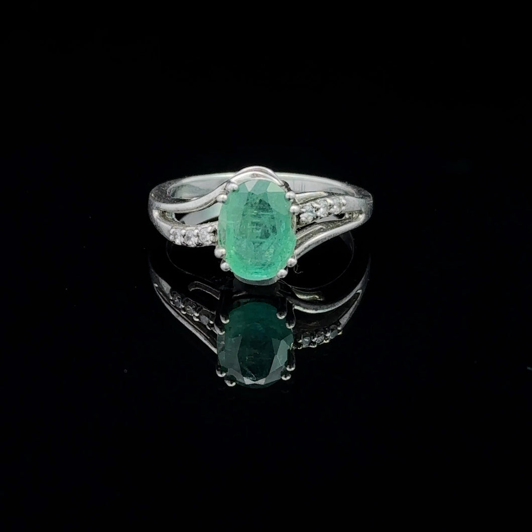 Emerald ring, size 17.5, silver 925
