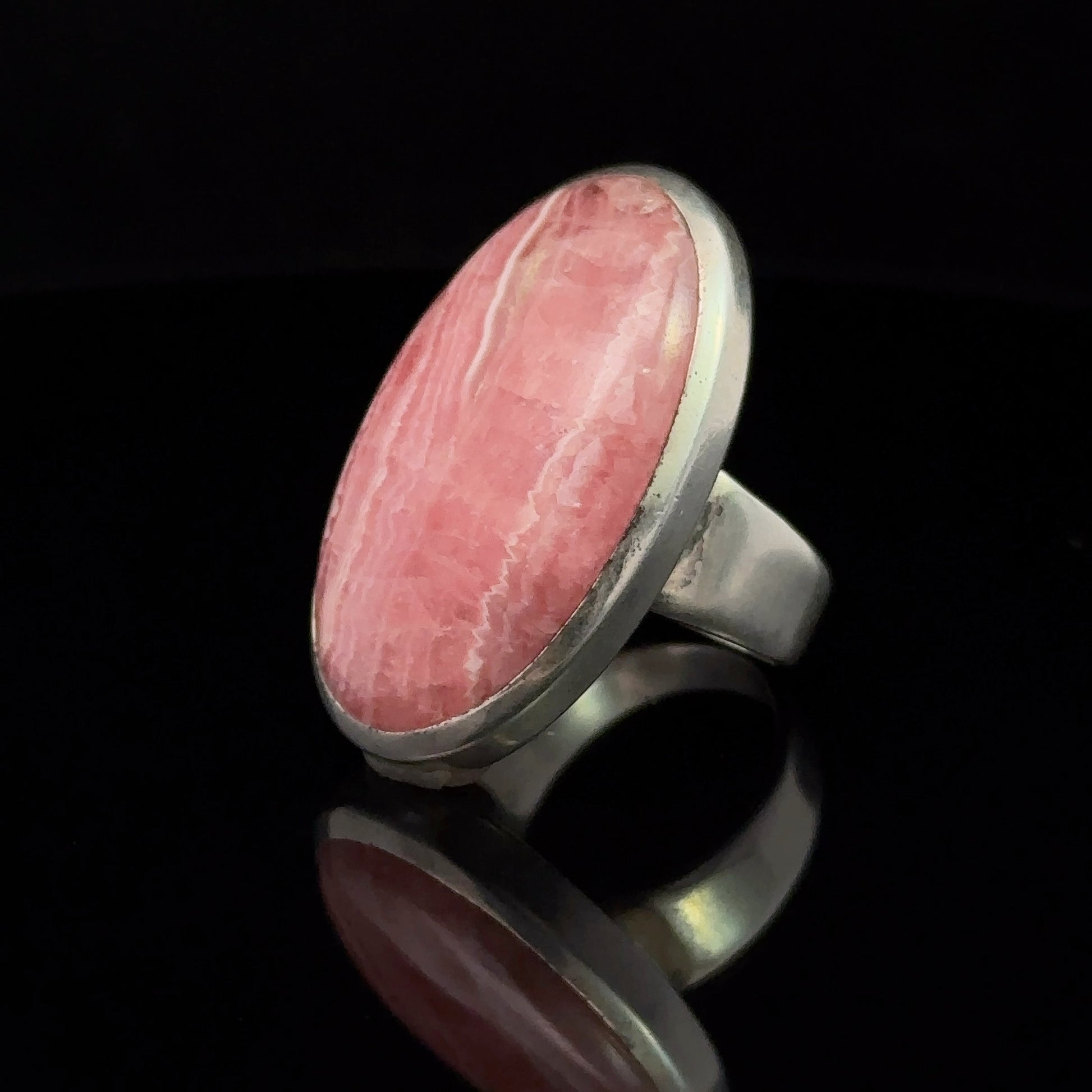 Rhodochrosite Ring Silver 925 Size 19
