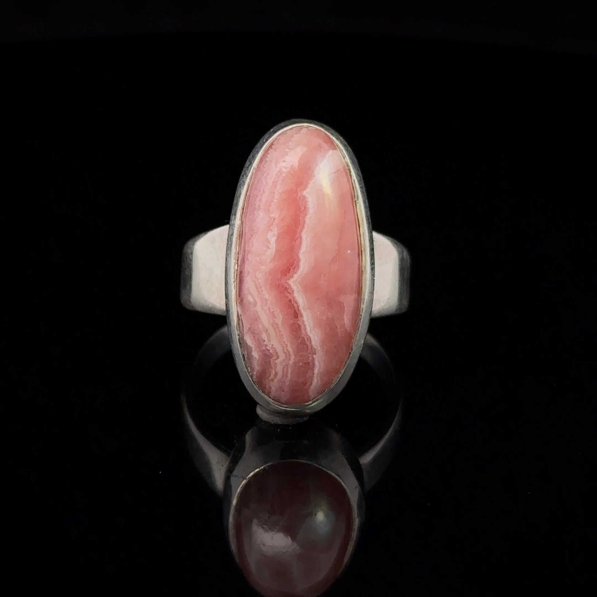 Rhodochrosite Ring Silver 925 Size 17.5