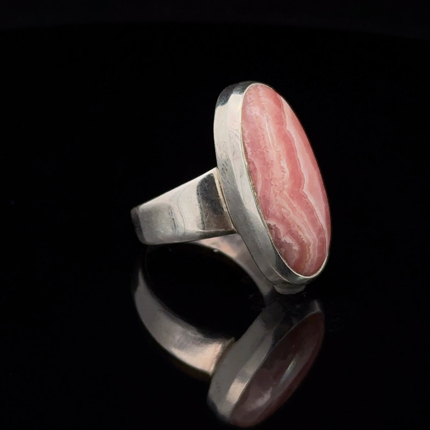 Rhodochrosite Ring Silver 925 Size 17.5