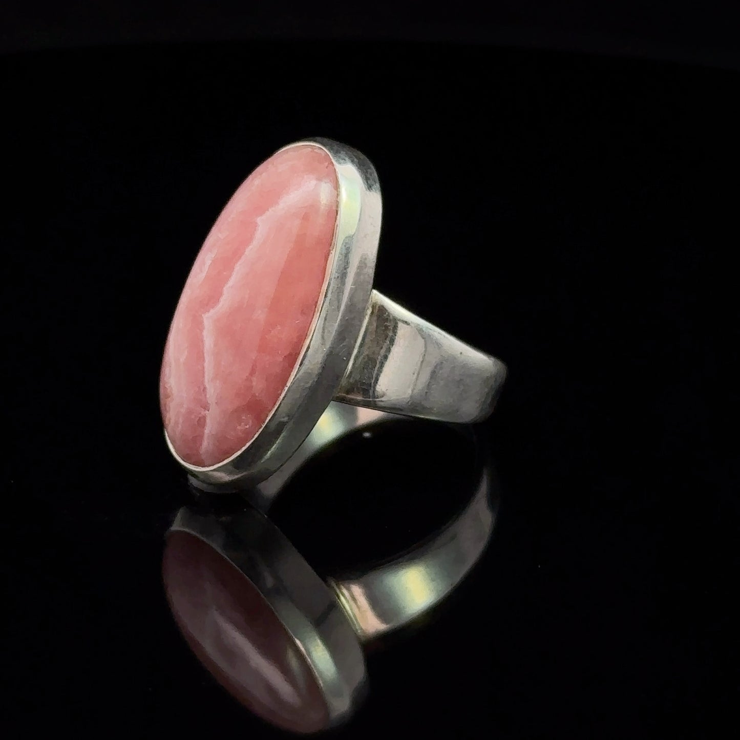 Rhodochrosite Ring Silver 925 Size 17.5