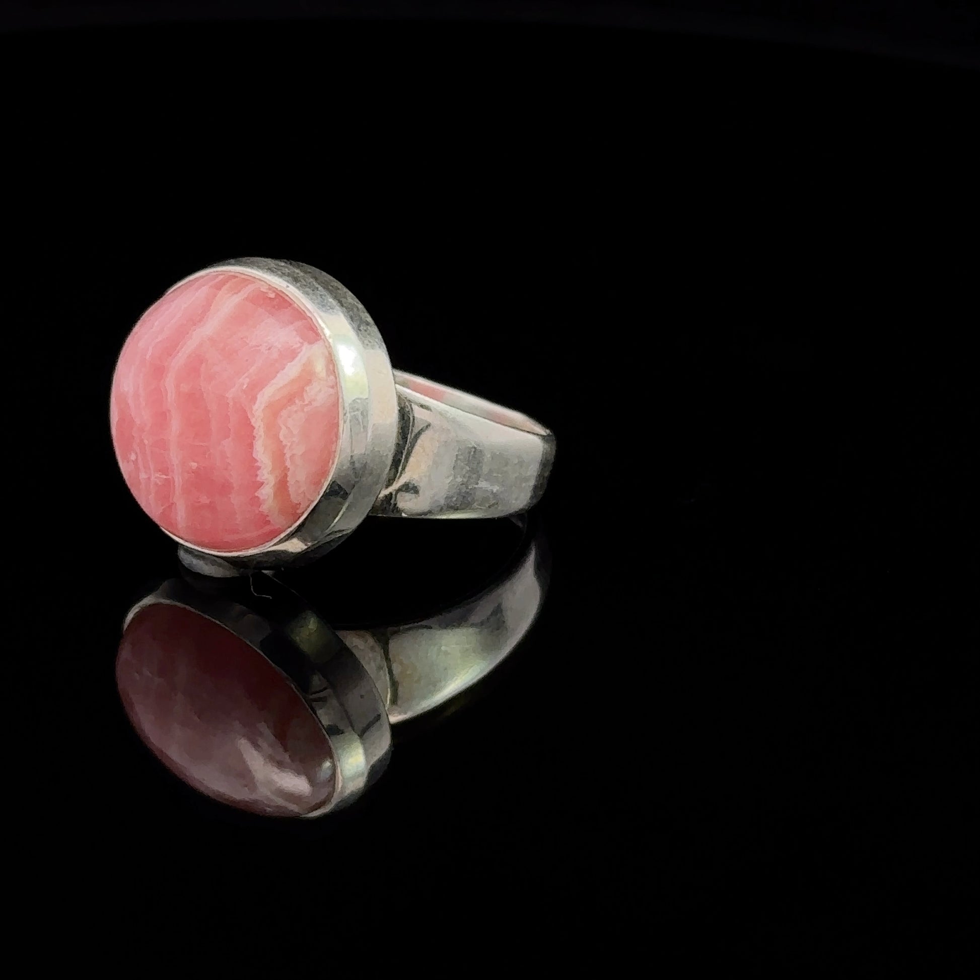 Rhodochrosite Ring Silver 925 Size 16.5