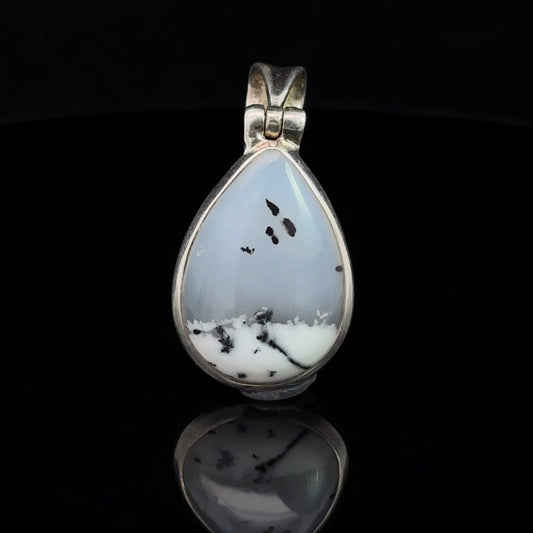 Natural merlinite agate pendant Silver 925 3 cm