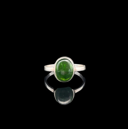 Chrome Diopside Ring, Size 17, Weight 11 g, Stone Size 9 × 11 mm, 925 Sterling Silver