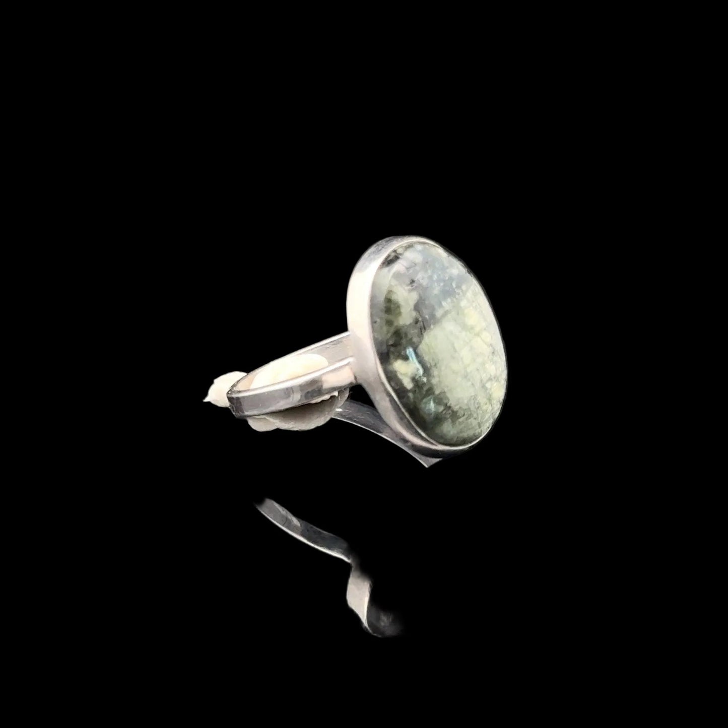 Seraphinite Ring, Size 16, Weight 11.6 g, Stone Size 12 × 16 mm, 925 Sterling Silver
