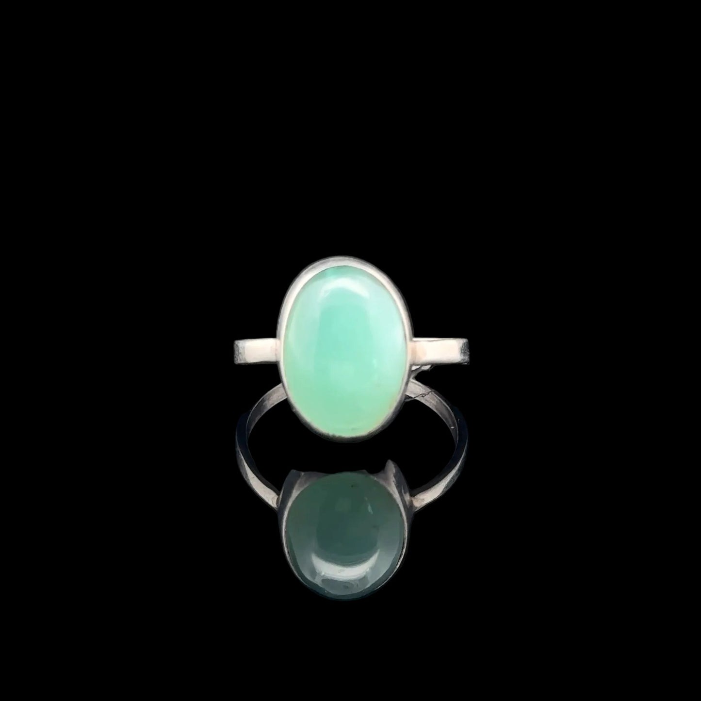 Chrysoprase Ring, Size 16, Weight 12.3 g, Stone Size 10 × 14 mm, 925 Sterling Silver
