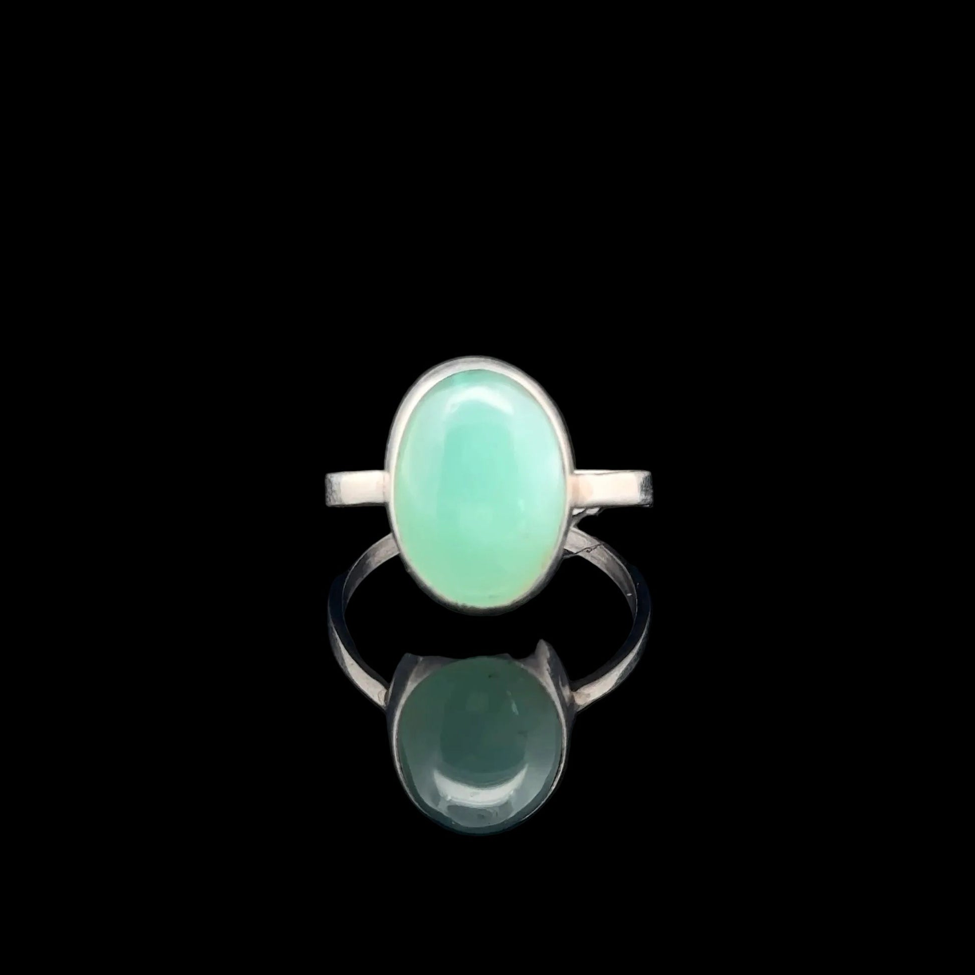 Chrysoprase Ring, Size 16, Weight 12.3 g, Stone Size 10 × 14 mm, 925 Sterling Silver