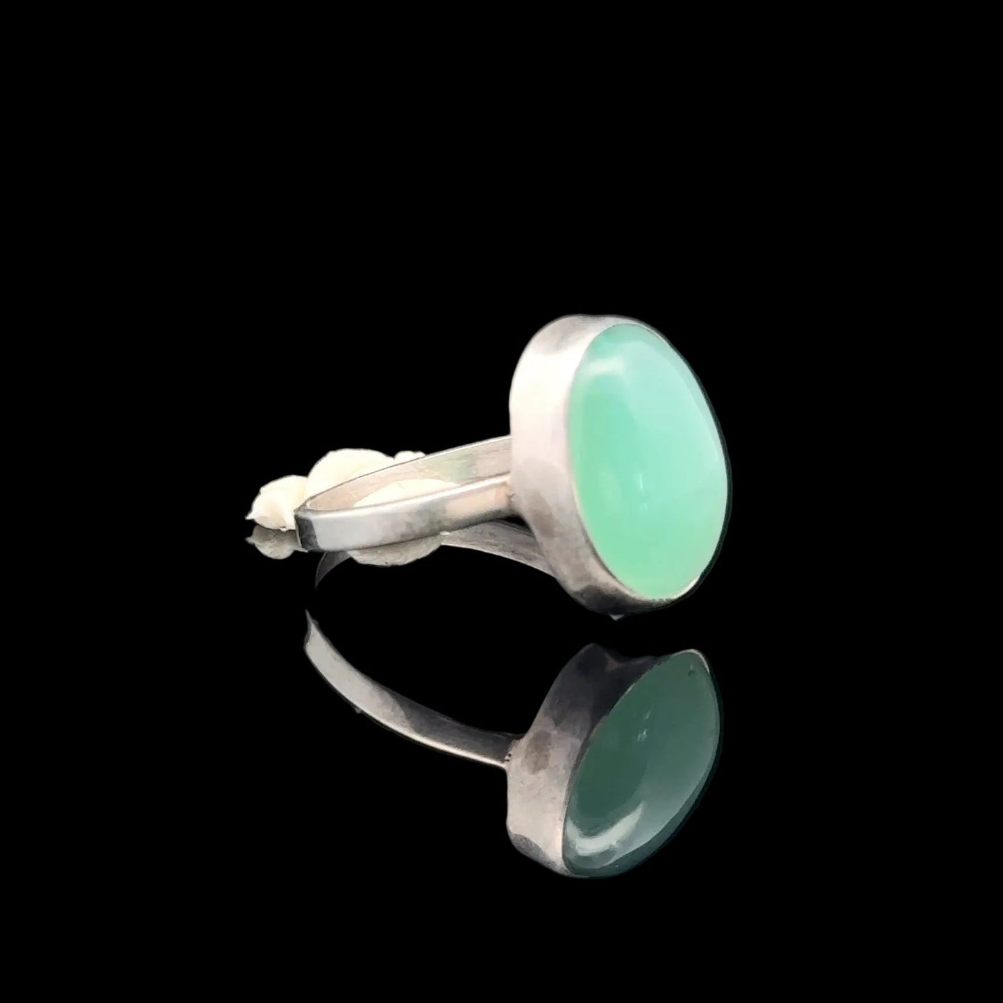 Chrysoprase Ring, Size 16, Weight 12.3 g, Stone Size 10 × 14 mm, 925 Sterling Silver