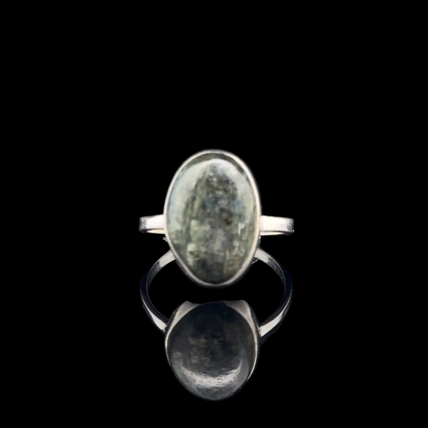 Seraphinite Ring, Size 17, Weight 13.6 g, Stone Size 12 × 17 mm, 925 Sterling Silver

