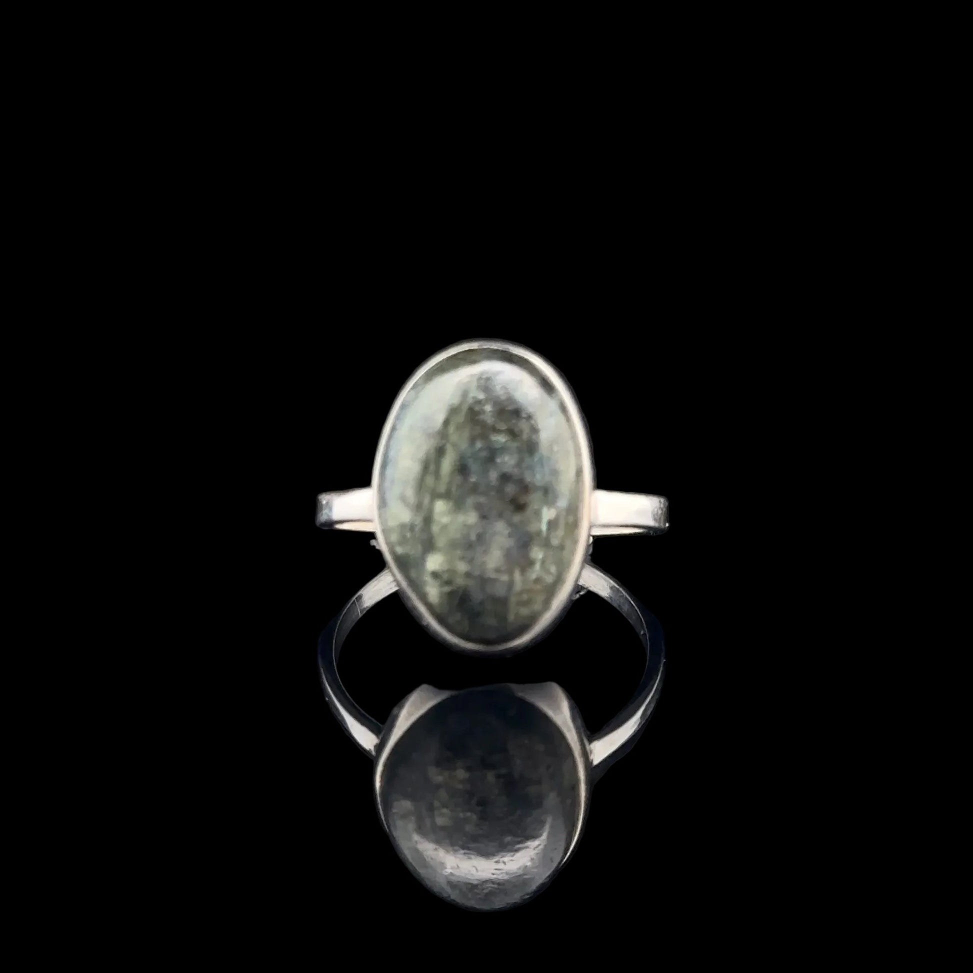 Seraphinite Ring, Size 17, Weight 13.6 g, Stone Size 12 × 17 mm, 925 Sterling Silver
