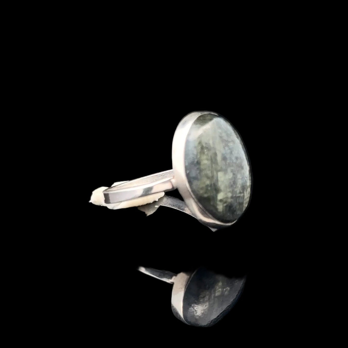 Seraphinite Ring, Size 17, Weight 13.6 g, Stone Size 12 × 17 mm, 925 Sterling Silver
