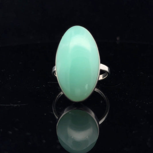 Chrysoprase Ring 17×30 mm Size 25 Silver 925