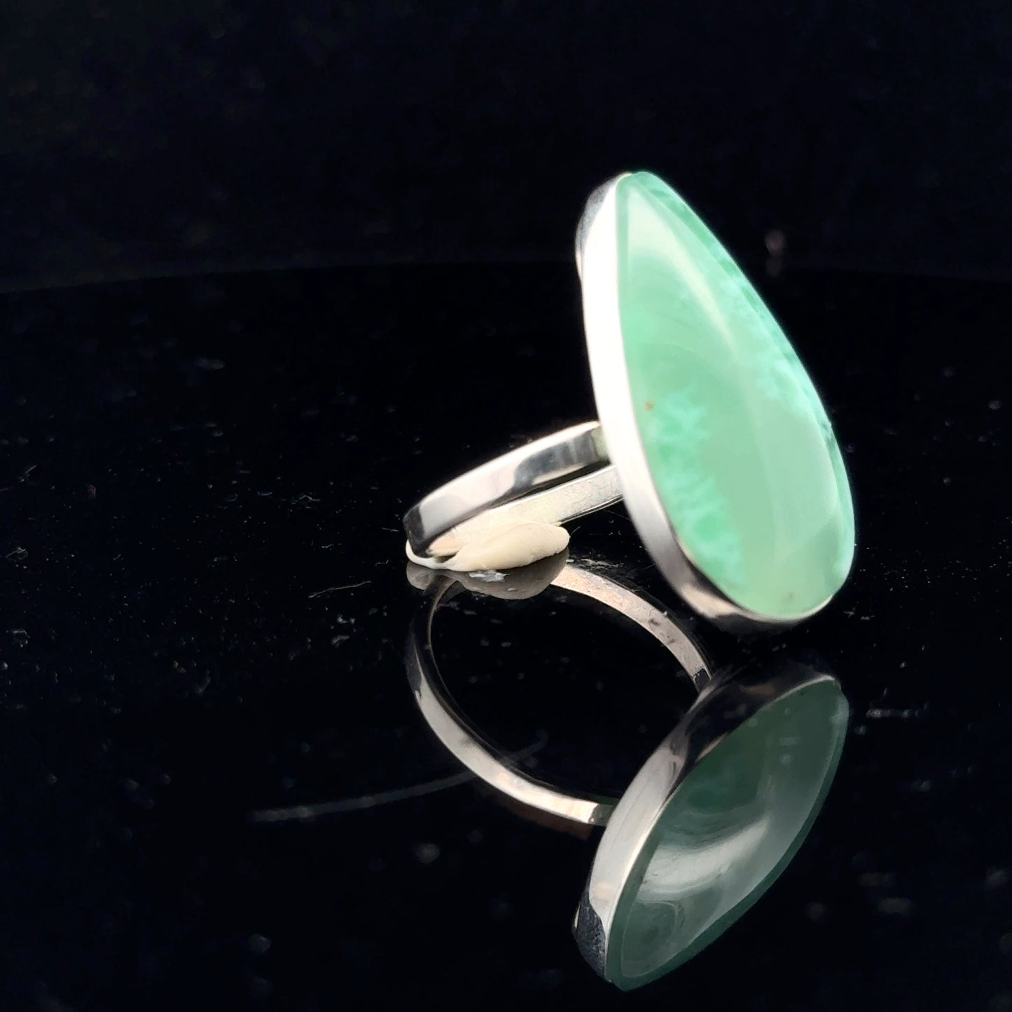 Chrysoprase Ring 15×28 mm Size 21 Silver 925
