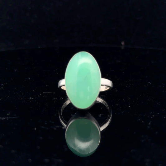 Chrysoprase Ring 12×20 mm Size 16 Silver 925