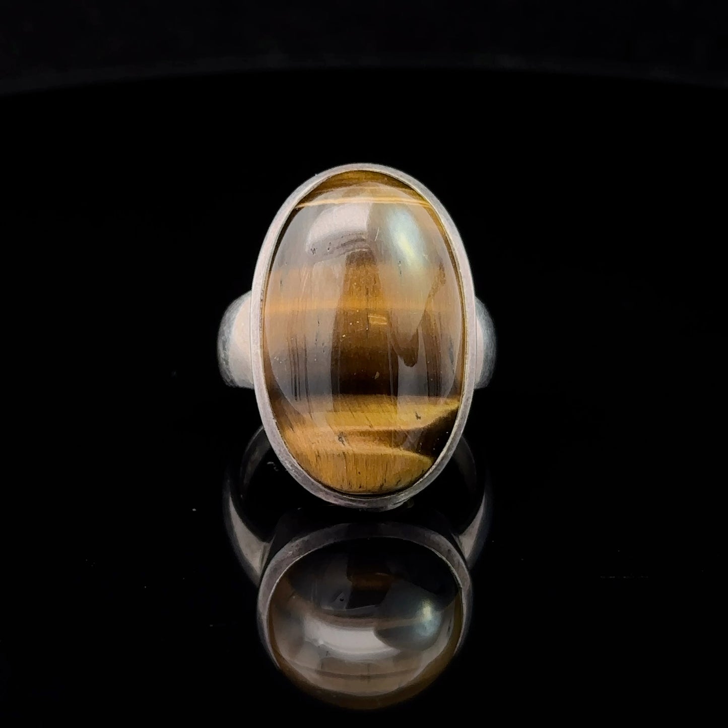 Tiger Eye Ring Silver 925 Size 17.5