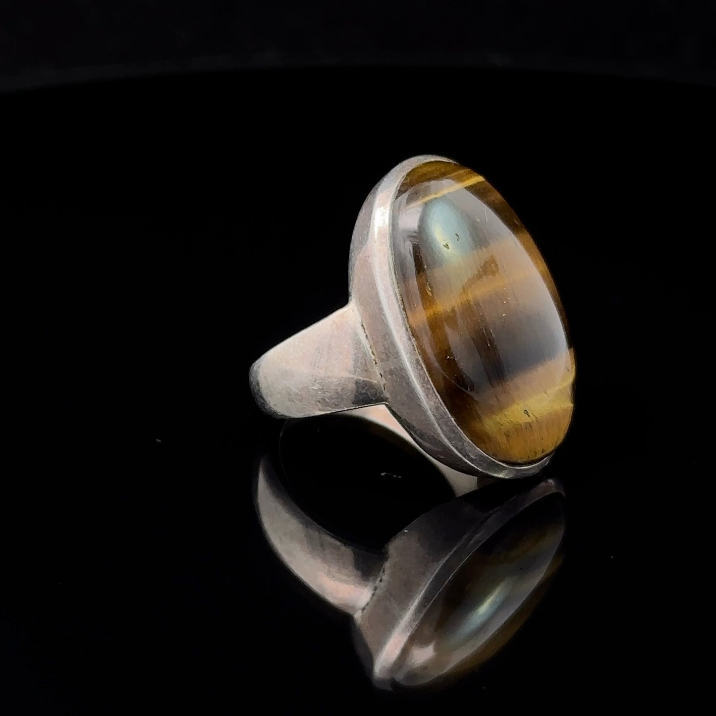 Tiger Eye Ring Silver 925 Size 17.5