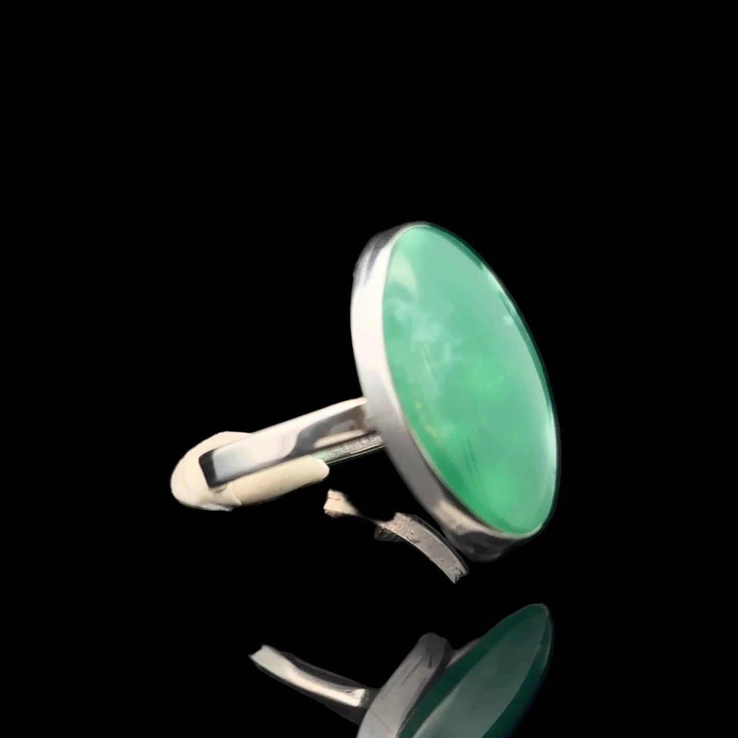 Chrysoprase Ring Silver 925 Natural Gemstone 19.9 g