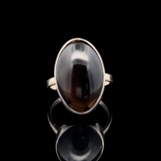 Smoky Quartz Ring Silver 925 Natural Gemstone 39.9 g
