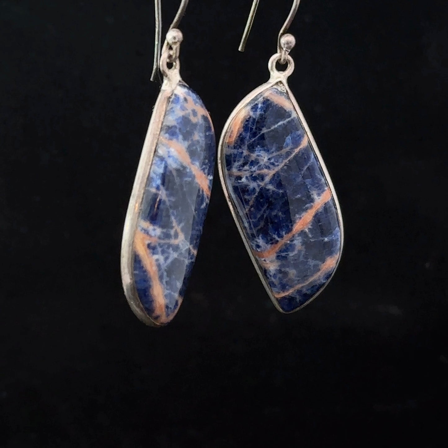 Sodalite Earrings Silver 925 6 g 3.5x1.4 cm