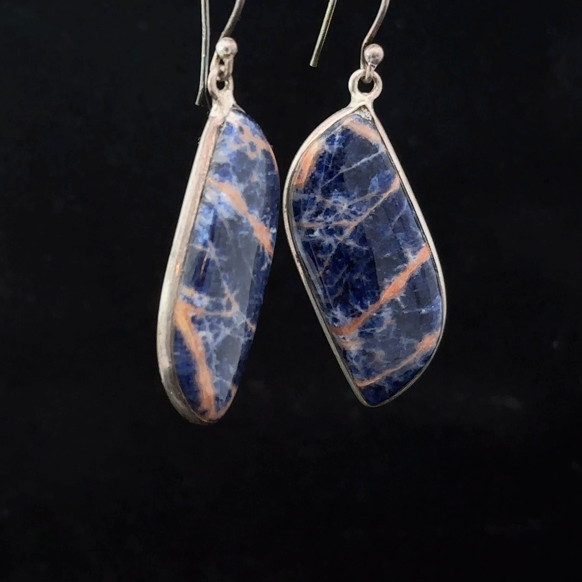 Sodalite Earrings Silver 925 6 g 3.5x1.4 cm