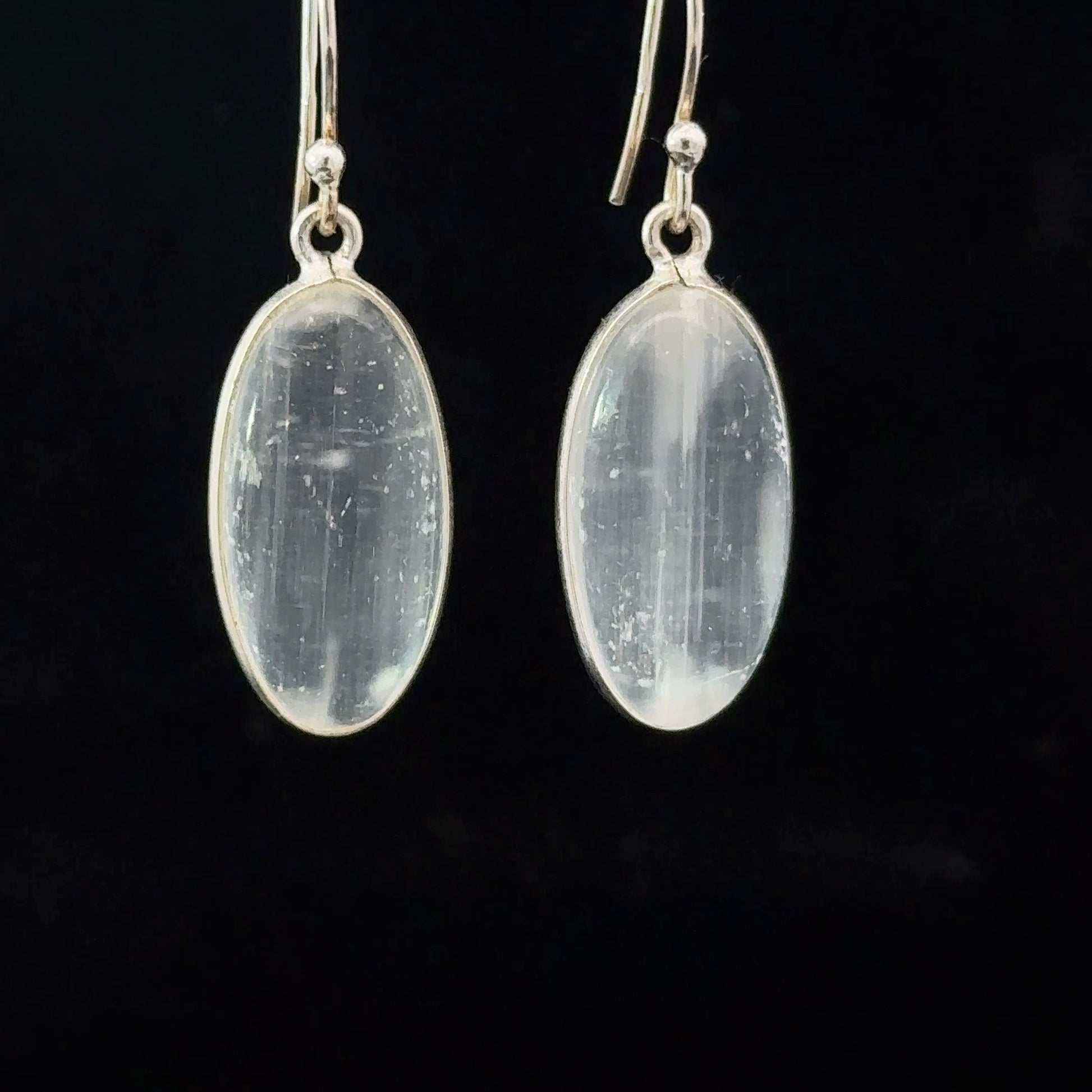 Selenite Earrings Silver 925 1.9 cm