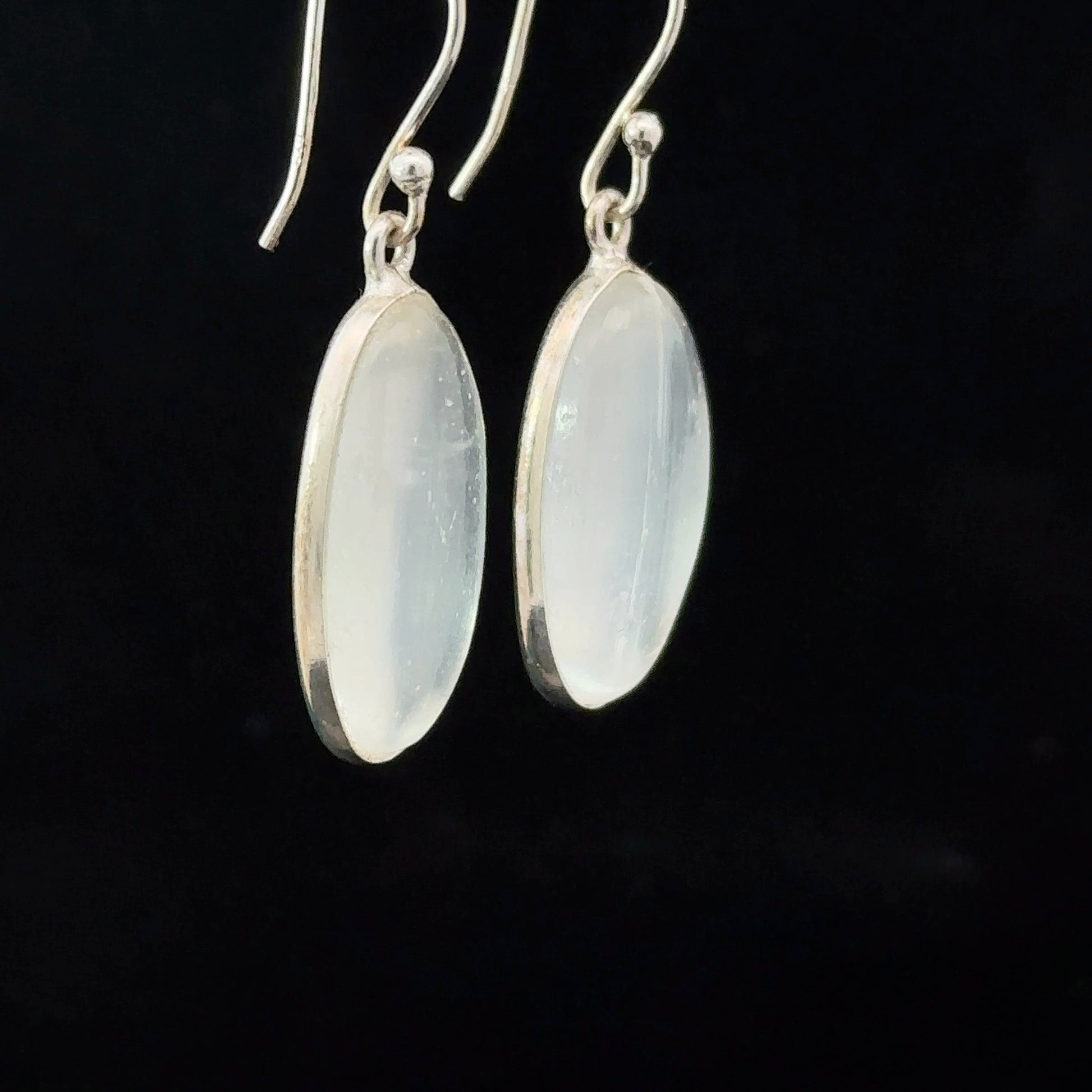Selenite Earrings Silver 925 1.9 cm