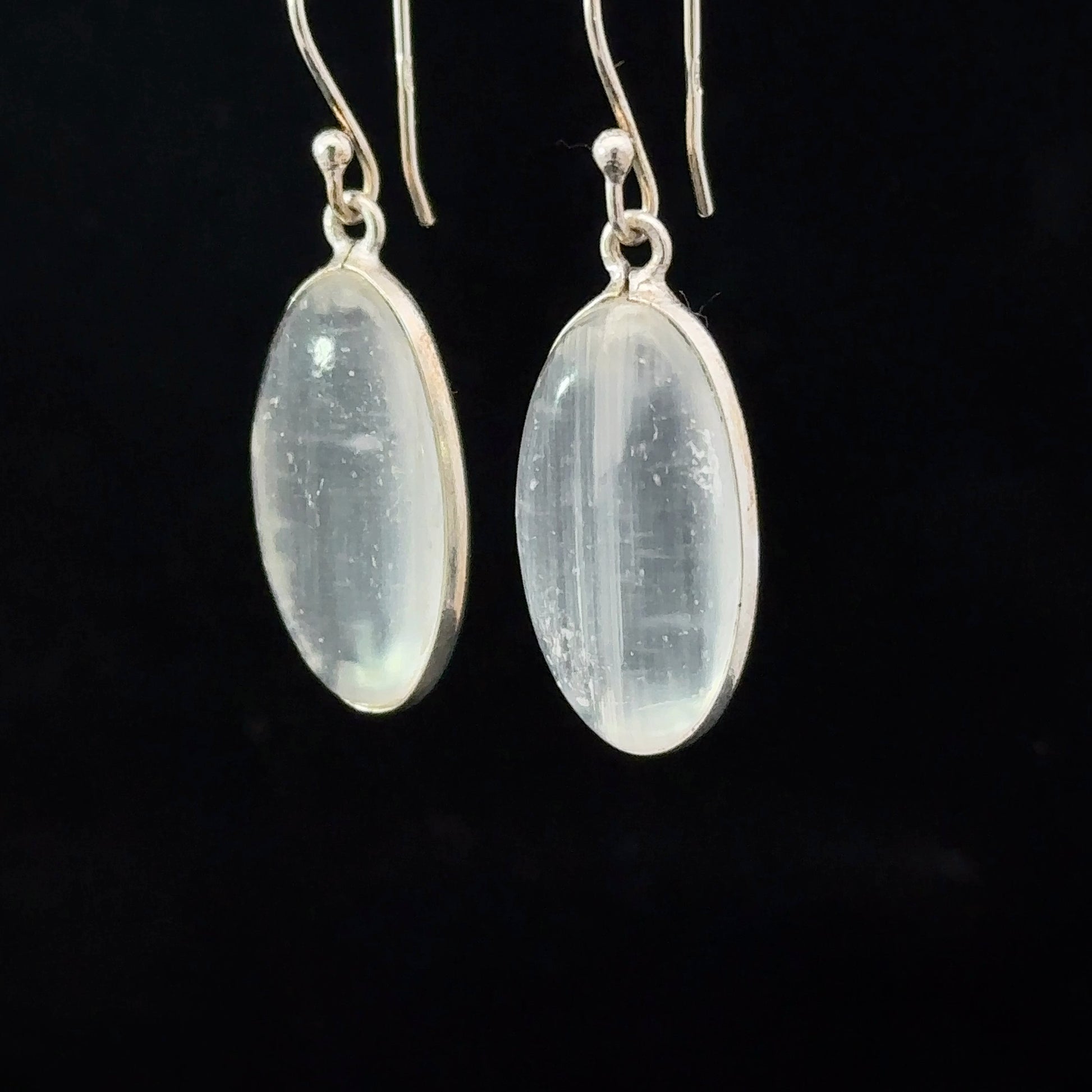 Selenite Earrings Silver 925 1.9 cm