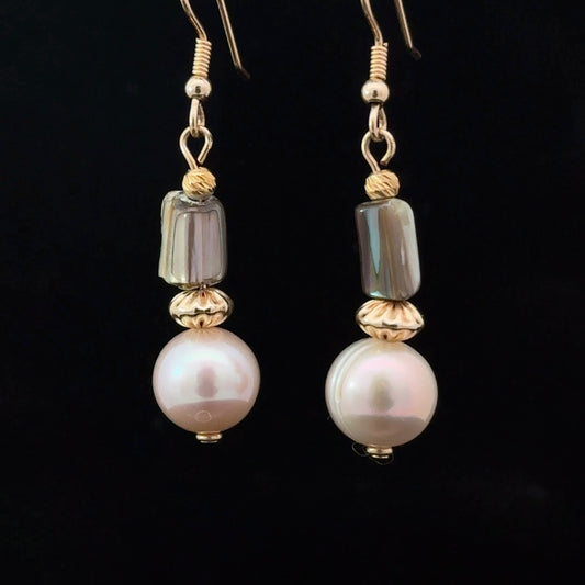 Pearl Earrings Silver 925 14K Gold Plated