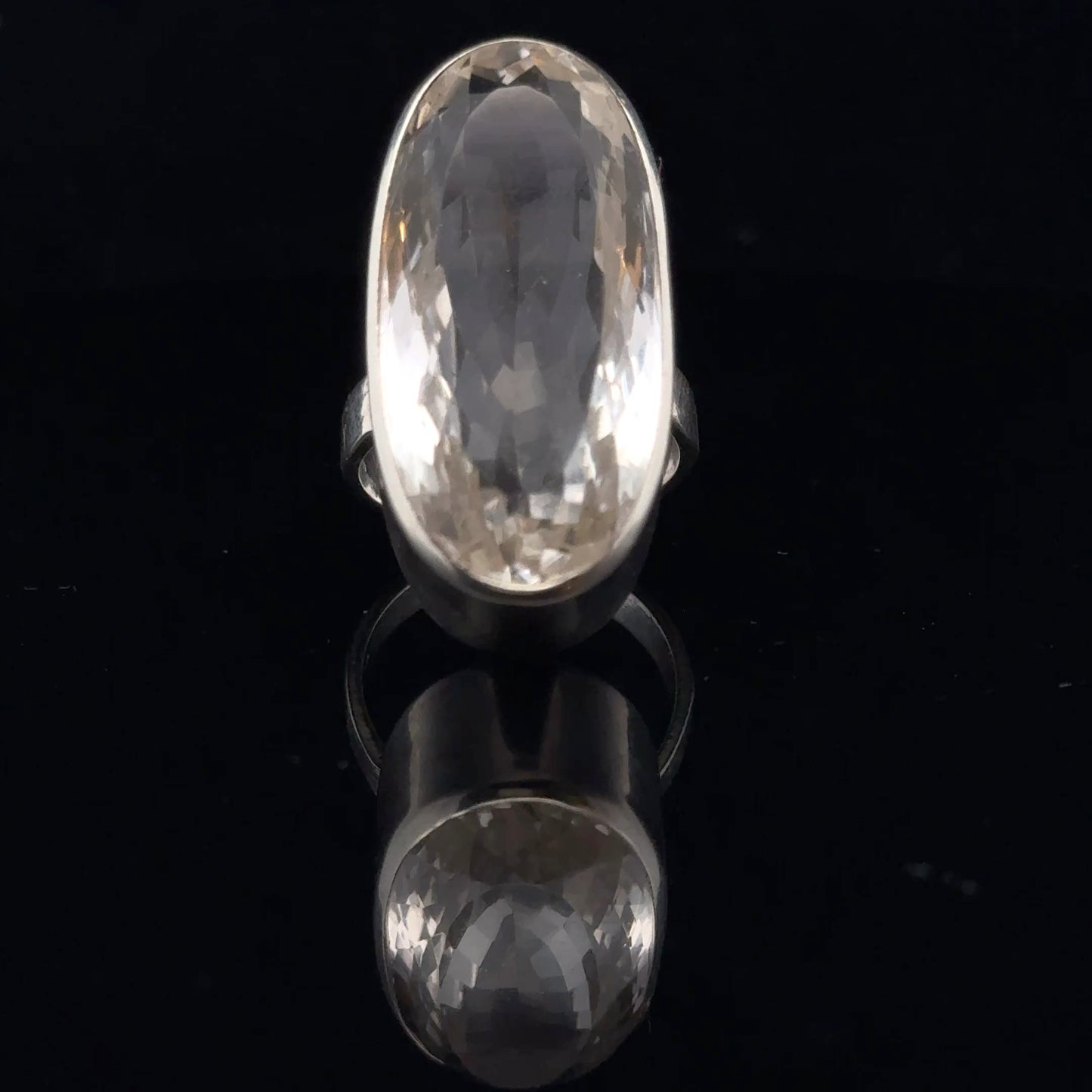 Quartz Ring 34×17 mm Size 21 17.2 g Silver 925
