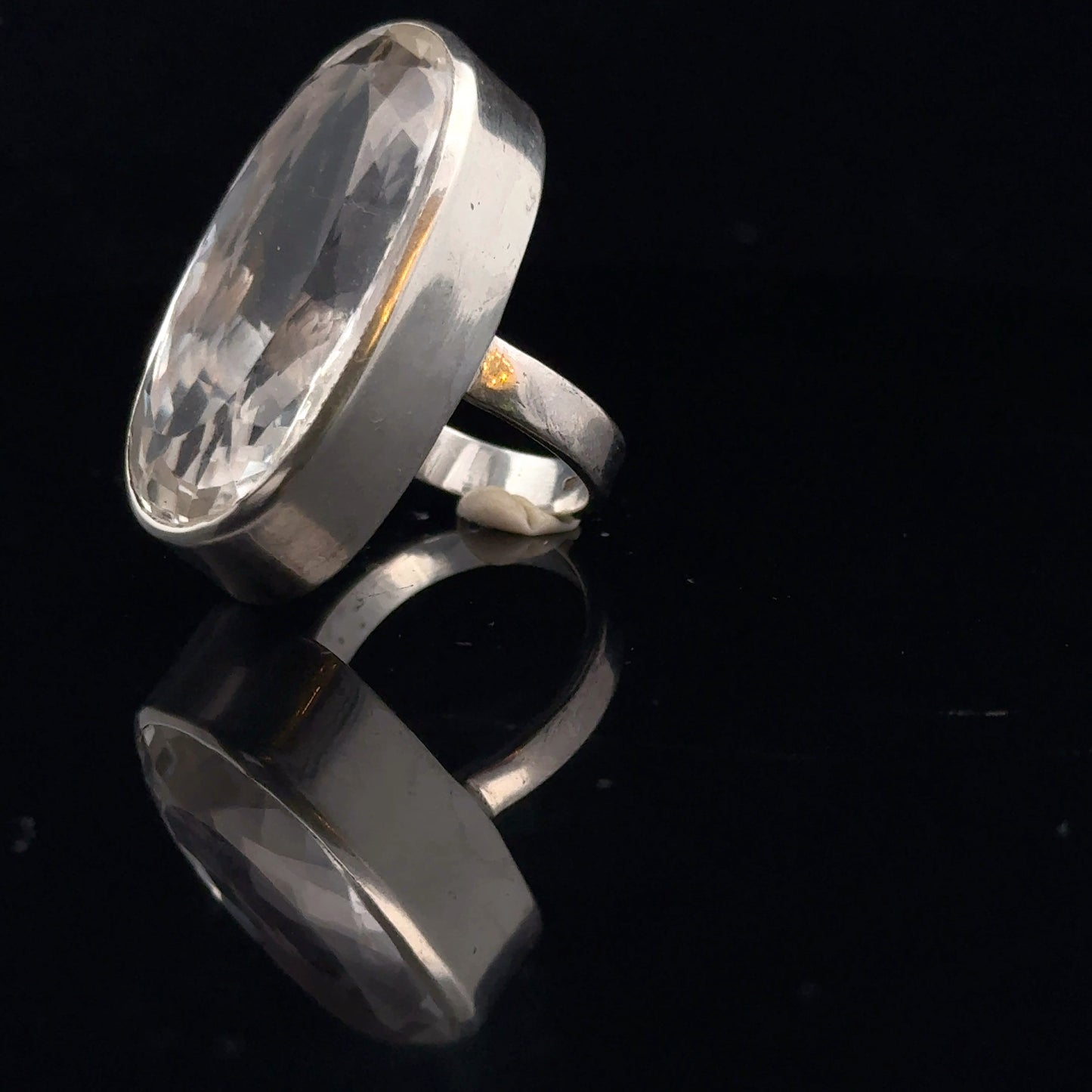 Quartz Ring 34×17 mm Size 21 17.2 g Silver 925