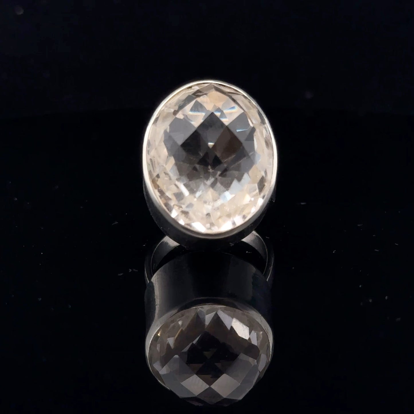 Quartz Ring 22×19 mm Size 18 Silver 925