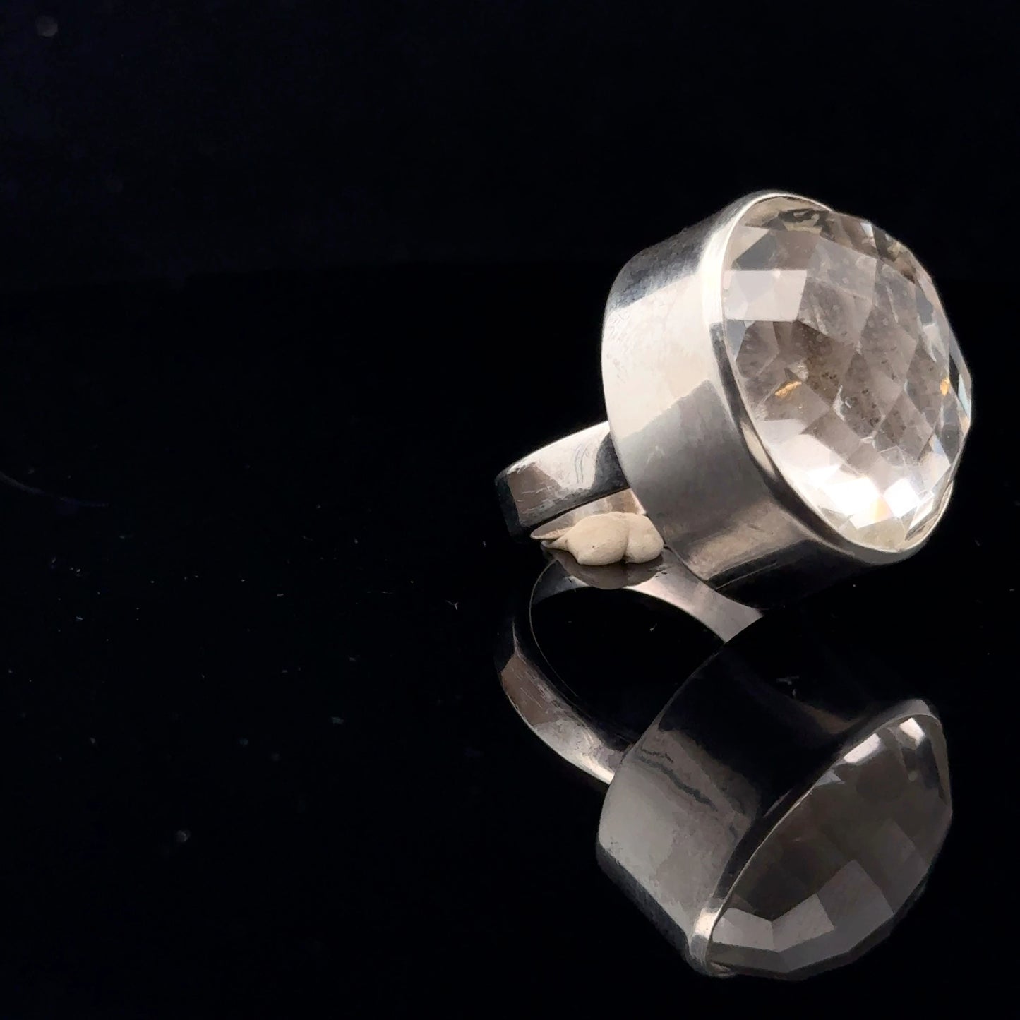 Quartz Ring 22×19 mm Size 18 Silver 925