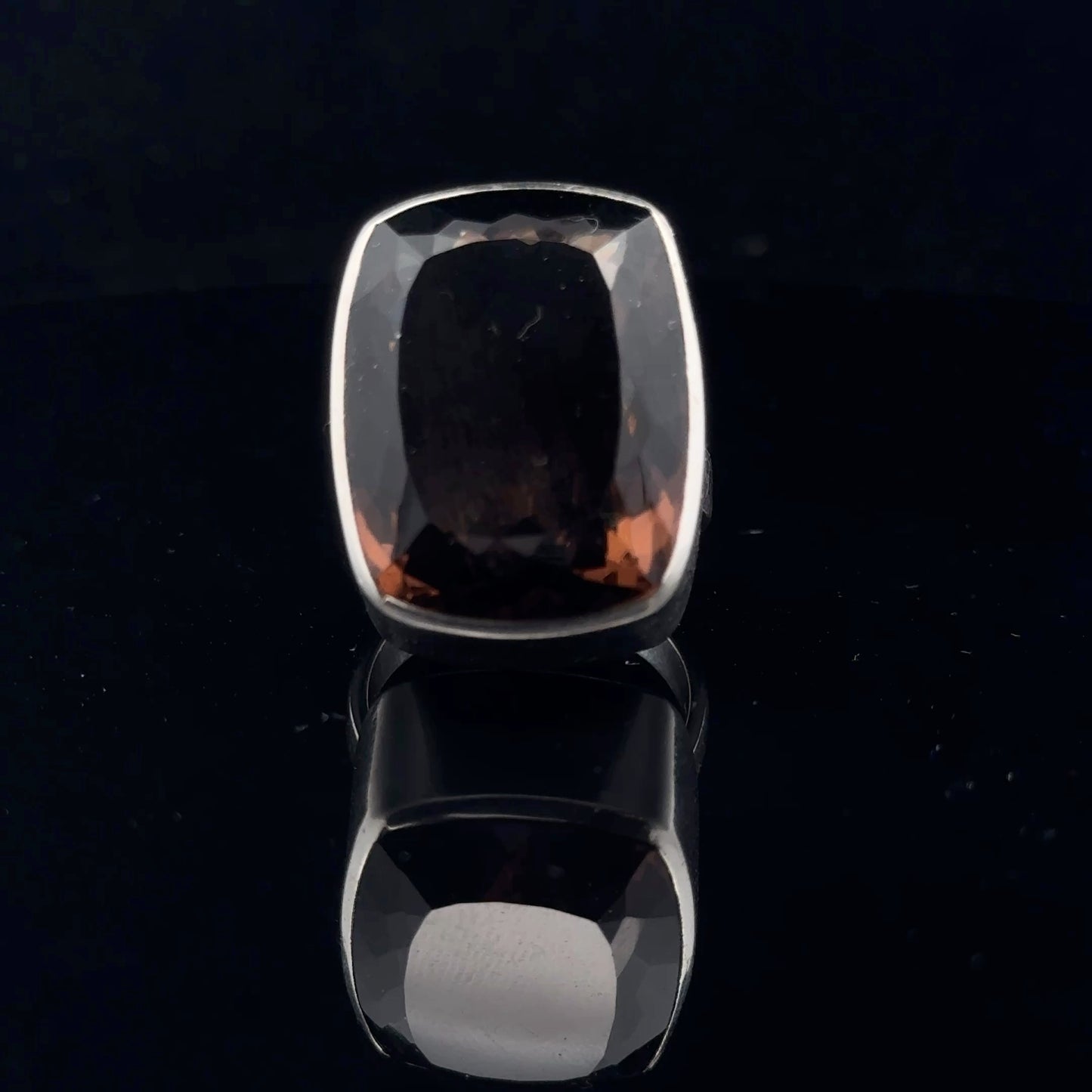 Smoky Quartz Ring 22×20 mm Size 19 7.1 g Silver 925