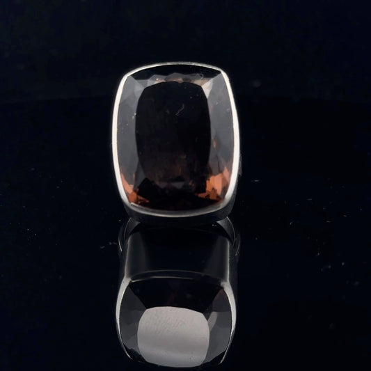Smoky Quartz Ring 22×20 mm Size 19 7.1 g Silver 925