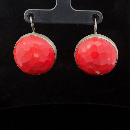Coral Earrings Silver 925 2.5 cm