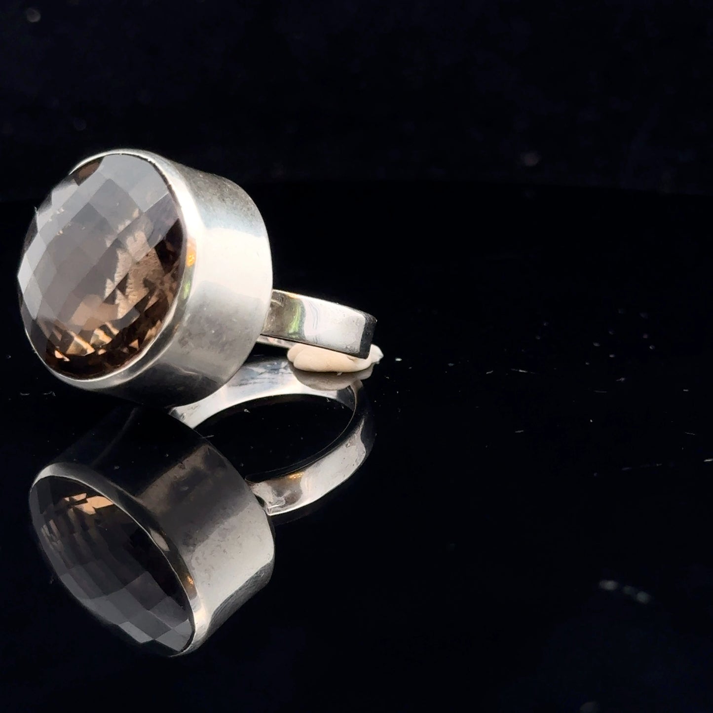 Smoky Quartz Ring 20×20 mm Size 19 15.6 g Silver 925