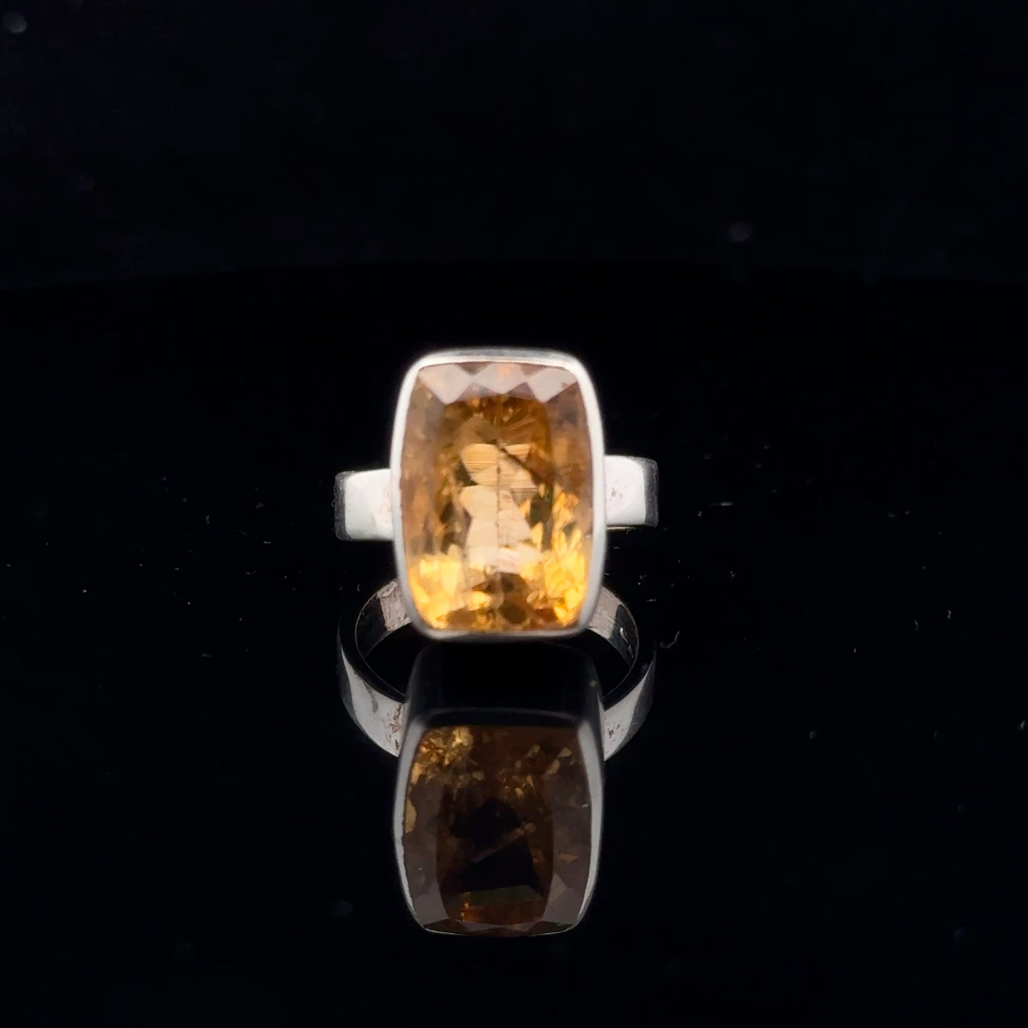 Citrine Ring 15×10 mm Size 18 Silver 925