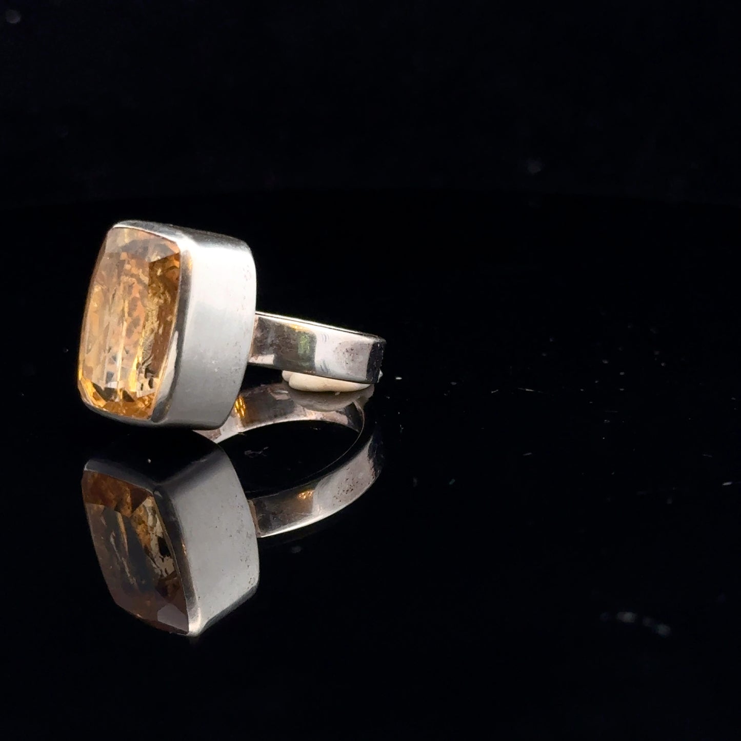Citrine Ring 15×10 mm Size 18 Silver 925