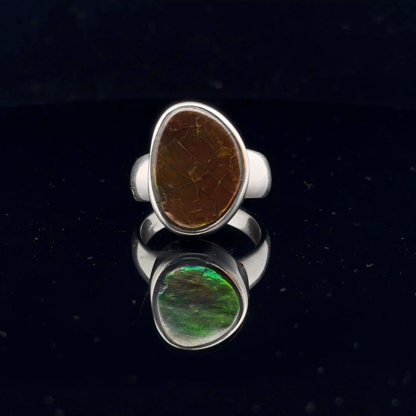 Ammolite Ring Silver 925 Size 19.5