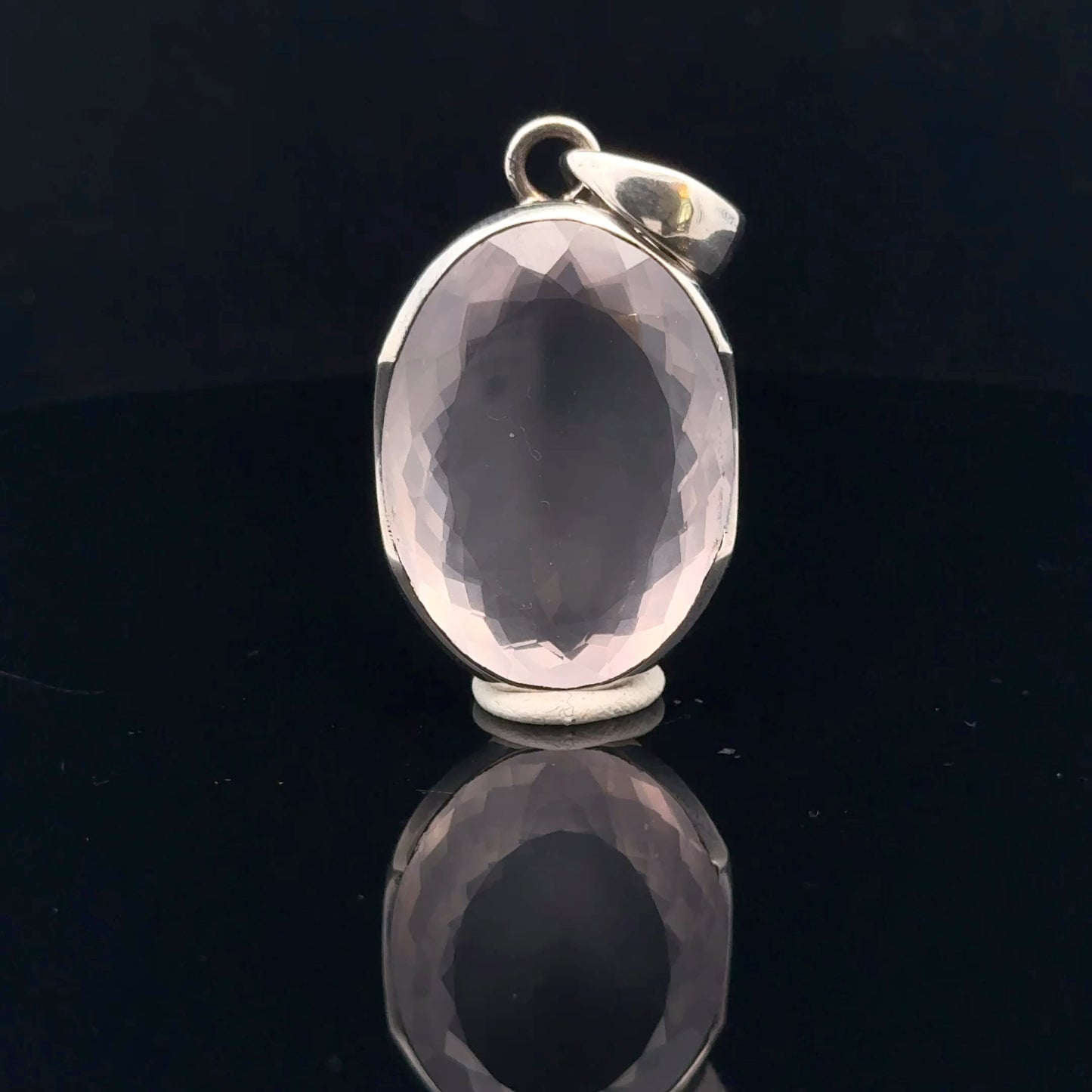 Rose Quartz Pendant Silver 925 42 mm