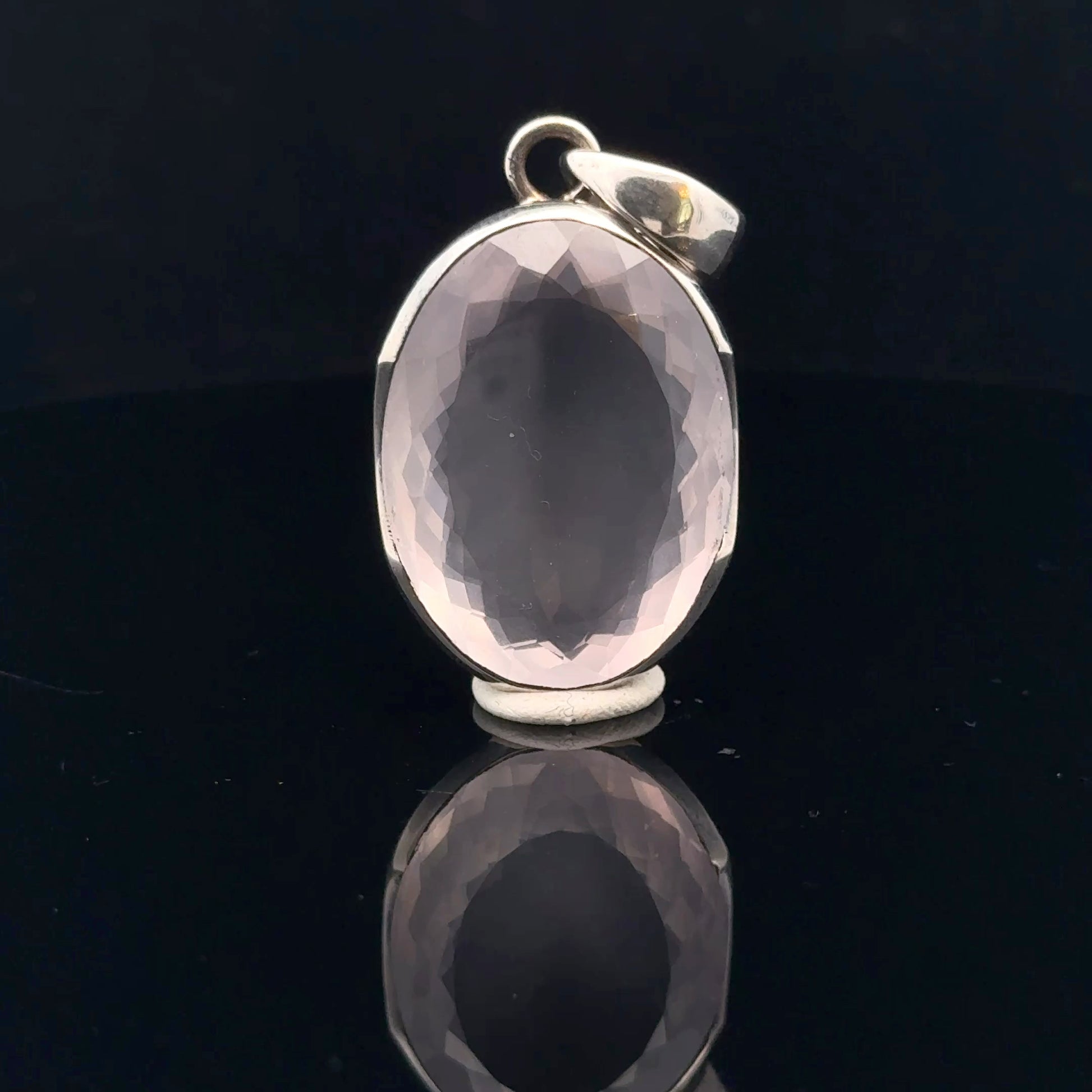 Rose Quartz Pendant Silver 925 42 mm