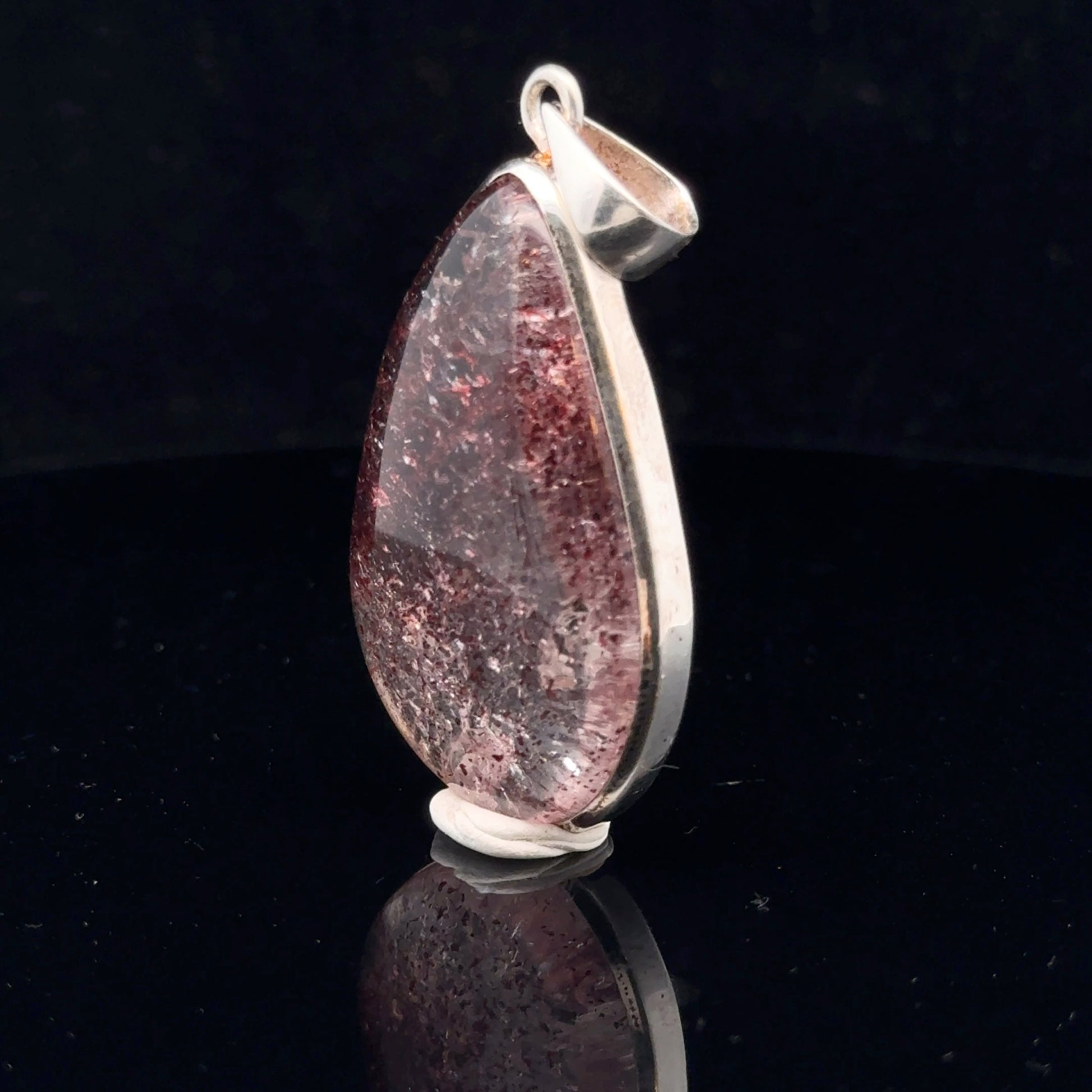 Quartz with Hematite Pendant Silver 925 50 mm