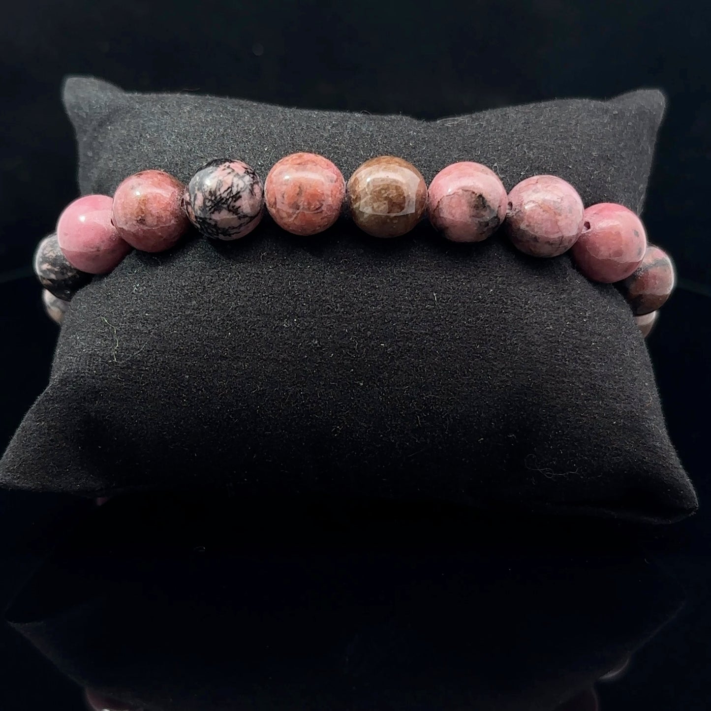 Rodonīta rokassprādze 10mm, 19 krelles